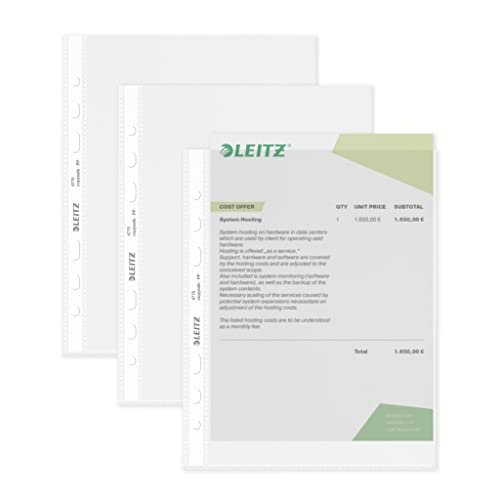 Leitz Standard Prospekthüllen-Set, 15 Stück, A5 Format, Glasklar mit glänzender Oberfläche, Obere Öffnung, 0,075 mm PP-Folie, 47756002 von Leitz