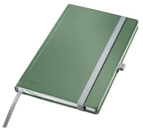 Leitz Style A5 Notizbuch Liniert, Hardcover, 160 Seiten, 80 Blatt, FSC-zertifiziertes 100 g/m² Papier, Verschluss & Lesezeichen, für Büro & Home Office, Grün, 44851053 von Leitz