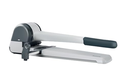 Leitz Superlocher aus Metall, Extra großer Locher für das Büro, Für 250 Blatt, Anschlagschiene mit Formatangaben, Ergonomisches Design, schwarz, 51820084 von Leitz