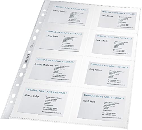 Leitz Visitenkarten-Prospekthüllen-Set, 10 Stück, A4 Format, Glasklar mit glänzender Oberfläche, 0,105 mm PP-Folie, 47583003 von Leitz