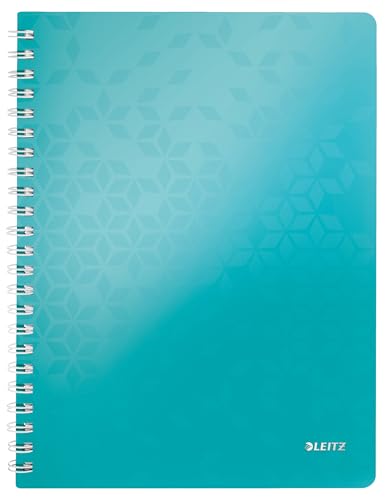 Leitz WOW Collegeblock A4 kariert, 160 Seiten, 80 Blatt FSC-zertifiziertes Papier 80 g/m², Doppelspiralbindung, PP-Einband, Notizbuch mit Sichthülle und Lineal, Für Büro oder Schule, Eisblau, 46380051 Leitz WOW Collegeblock A4 kariert, 160 Seiten, 80 Blatt FSC-zertifiziertes Papier 80 g/m², Doppelspiralbindung, PP-Einband, Notizbuch mit Sichthülle und Lineal, Für Büro oder Schule, Eisblau, 46380051 von Leitz
