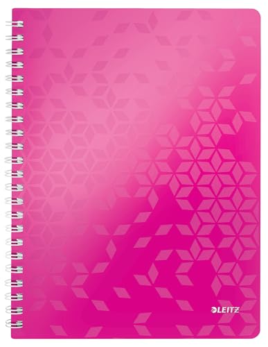 Leitz WOW Collegeblock A4 kariert, 160 Seiten, 80 Blatt FSC-zertifiziertes Papier 80 g/m², Doppelspiralbindung, PP-Einband, Notizbuch mit Sichthülle und Lineal, Für Büro oder Schule, Pink, 46380023 Leitz WOW Collegeblock A4 kariert, 160 Seiten, 80 Blatt FSC-zertifiziertes Papier 80 g/m², Doppelspiralbindung, PP-Einband, Notizbuch mit Sichthülle und Lineal, Für Büro oder Schule, Pink, 46380023 von Leitz