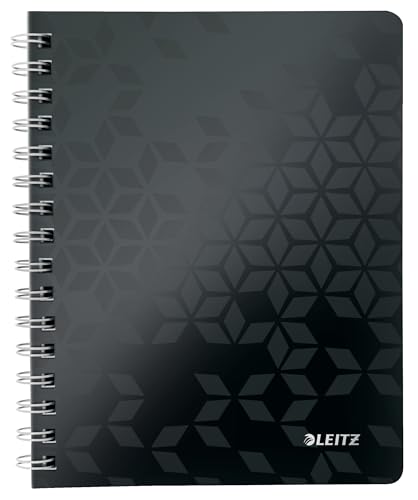 Leitz WOW Collegeblock A5 liniert, 160 Seiten, 80 Blatt FSC-zertifiziertes Papier 80 g/m², Doppelspiralbindung, PP-Einband, Notizbuch mit Sichthülle und Lineal, Für Büro oder Schule, Schwarz, 46390095 Leitz WOW Collegeblock A5 liniert, 160 Seiten, 80 Blatt FSC-zertifiziertes Papier 80 g/m², Doppelspiralbindung, PP-Einband, Notizbuch mit Sichthülle und Lineal, Für Büro oder Schule, Schwarz, 46390095 von Leitz
