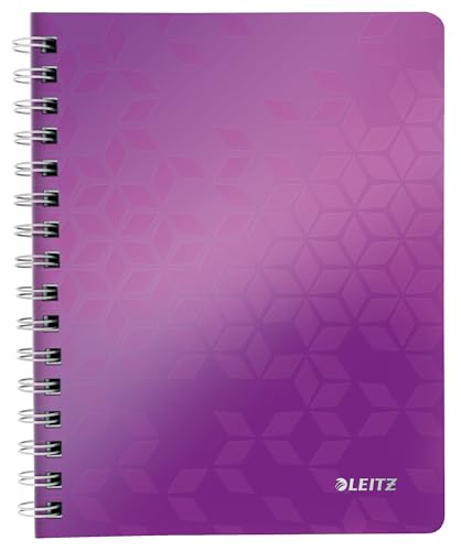 Leitz WOW Collegeblock A5 liniert, 160 Seiten, 80 Blatt FSC-zertifiziertes Papier 80 g/m², Doppelspiralbindung, PP-Einband, Notizbuch mit Sichthülle und Lineal, Für Büro oder Schule, Violett, 46390062 Leitz WOW Collegeblock A5 liniert, 160 Seiten, 80 Blatt FSC-zertifiziertes Papier 80 g/m², Doppelspiralbindung, PP-Einband, Notizbuch mit Sichthülle und Lineal, Für Büro oder Schule, Violett, 46390062 von Leitz