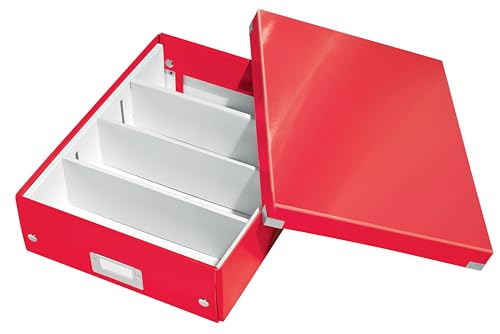 Leitz Click & Store Aufbewahrungsbox mit Deckel Mittel-Groß, Box mit Trennwänden für Zubehör im Büro oder Utensilien im Haushalt, Transportbox aus 85 % recycelter Premium-Hartpappe, Rot, 60580026 Leitz Click & Store Aufbewahrungsbox mit Deckel Mittel-Groß, Box mit Trennwänden für Zubehör im Büro oder Utensilien im Haushalt, Transportbox aus 85 % recycelter Premium-Hartpappe, Rot, 60580026 von Leitz