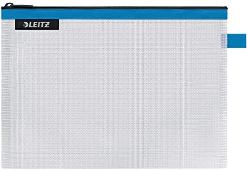 Leitz WOW Reise Zip-Beutel, durchsichtig, Ideal zur Organisation auf Reisen und im Handgepäck, Wasserabweisend, Mittel, 24 x 17 cm, Blau, 40250036 von Leitz