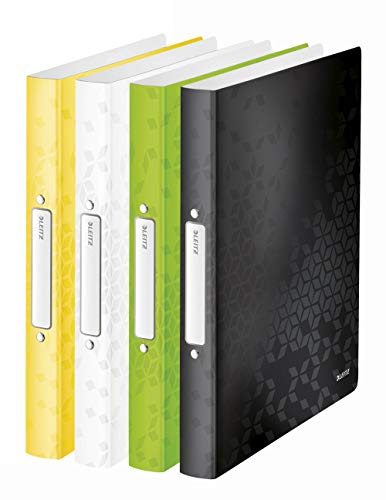Leitz WOW Ringbuch für bis zu 190 Blatt, A4, 25 mm Rückenbreite, 2 D-Ring Mechanik (4 Farben - SET 1) von Leitz