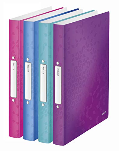 Leitz WOW Ringbuch für bis zu 190 Blatt, A4, 25 mm Rückenbreite, 2 D-Ring Mechanik (4 Farben - SET 2) von Leitz