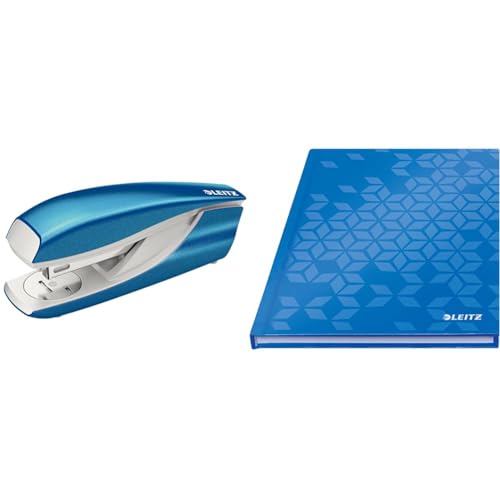 Leitz WOW Set Büro Heftgerät + Notizbuch A5 kariert, Hardcover, 160 Seiten, 80 Blatt, 30 Blatt Tacker mit 200 Heftklammern, Hefter aus Metall mit Kunststoffelementen, Blau, 55021036 + 46281036 Leitz WOW Set Büro Heftgerät + Notizbuch A5 kariert, Hardcover, 160 Seiten, 80 Blatt, 30 Blatt Tacker mit 200 Heftklammern, Hefter aus Metall mit Kunststoffelementen, Blau, 55021036 + 46281036 von Leitz
