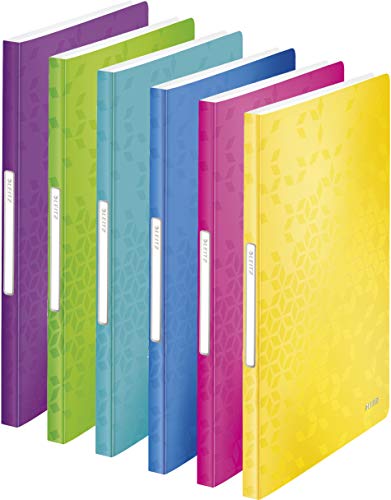 Leitz WOW Sichtbuch in A4 Format, Mit 40 Klarsichthüllen für 80 Blatt, Schwarz, WOW, 46320095 (Farben Sortiert) von Leitz