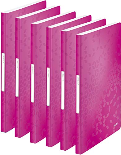 Leitz WOW Sichtbuch in A4 Format, Mit 40 Klarsichthüllen für 80 Blatt, WOW, (Pink | 6er Pack) von Leitz