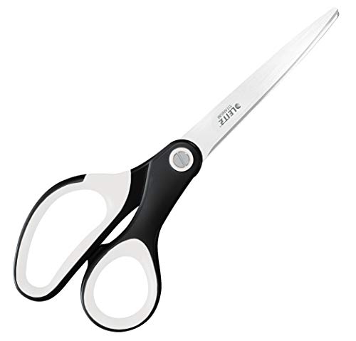 LEITZ WOW Titan Qualitätsschere, Für Rechts- oder Linkshänder (beidhändig), Haushaltsschere mit ergonomischem Griff, Für zu Hause oder Schule, Schwarz, 53192095 von Leitz