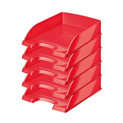Leitz WOW Briefkorb A4, 5er Pack, Briefablage in Premium-Qualität, Stapelbares Ablagefach als Schreibtisch-Organizer, Ideal für Büro, Home Office & Schule, Rot, 52263023 Leitz WOW Briefkorb A4, 5er Pack, Briefablage in Premium-Qualität, Stapelbares Ablagefach als Schreibtisch-Organizer, Ideal für Büro, Home Office & Schule, Rot, 52263023 von Leitz