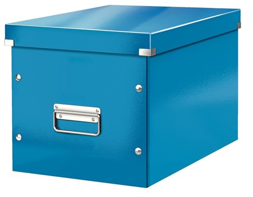 Leitz Click & Store Aufbewahrungsbox mit Deckel Groß, Würfelbox passend für Kallax Regale in Wohnzimmer oder Büro, Box aus 80 % recycelter Premium-Hartpappe, Stabile Metallgriffe, Blau, 61080036 Leitz Click & Store Aufbewahrungsbox mit Deckel Groß, Würfelbox passend für Kallax Regale in Wohnzimmer oder Büro, Box aus 80 % recycelter Premium-Hartpappe, Stabile Metallgriffe, Blau, 61080036 von Leitz
