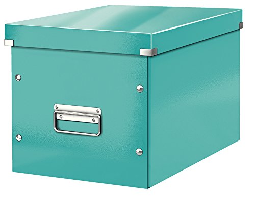 Leitz WOW Click & Store Aufbewahrungsbox mit Griffen, Würfelform groß passend für Kallax Regal, stabil und faltbar, Eisblau, 61080051 von Leitz