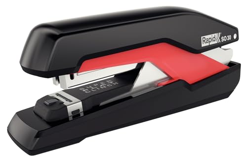 Rapid 5000547 Tacker Super Flachheftgerät (30 Blatt, Mühelos, Omnipress, Hochwertiges Ergonomisches Gehäuse, Inkl. Heftklammern, SO30) schwarz/rot von Rapid