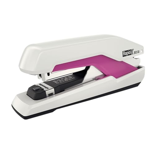 Rapid 5000548 Tacker Super Flachheftgerät (30 Blatt, Mühelos, Omnipress, Hochwertiges Ergonomisches Gehäuse, Inkl. Heftklammern, SO30, pink) weiß/pink von Rapid