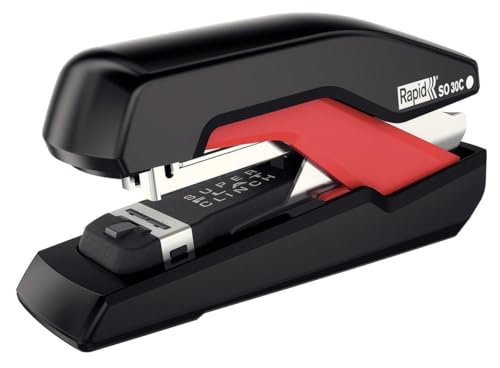 Rapid 5000550 Tacker Super Flachheftgerät (30 Blatt, Mühelos, Omnipress, Hochwertiges Ergonomisches Gehäuse, Inkl. Heftklammern, SO30c) schwarz/rot von Rapid