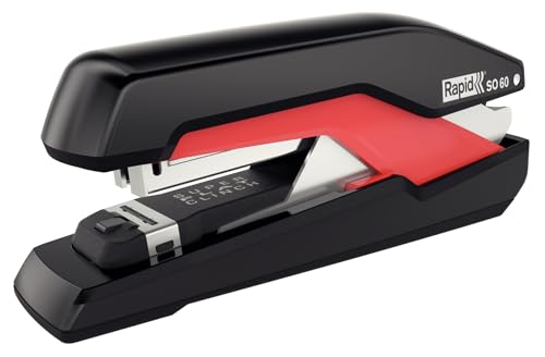 Rapid 5000553 Tacker Super Flachheftgerät (60 Blatt, Mühelos, Omnipress, Hochwertiges Ergonomisches Gehäuse, Inkl. Heftklammern, SO60) schwarz/rot von Rapid