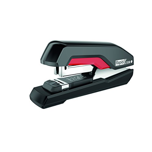 Rapid Tacker, 50 Blatt Kapazität, Flachheftgerät, Schwarz/Rot, Ergonomisch, Kunststoff, S50, 5000544 von Rapid