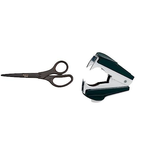 Schere Titan Anti-Haft 180mm SB sw & Rapid Entklammerer C2 (Metall) schwarz von Leitz