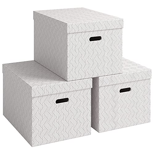 VON Leitz 3er Set Aufbewahrungsbox mit Deckel, 46 L, Extra groß, 100 % Recyclingkarton, Geometrisches Design, Für Schule, Studium und Haushalt, Weiß, 3 Stück, 61420001 VON Leitz 3er Set Aufbewahrungsbox mit Deckel, 46 L, Extra groß, 100 % Recyclingkarton, Geometrisches Design, Für Schule, Studium und Haushalt, Weiß, 3 Stück, 61420001 von Leitz