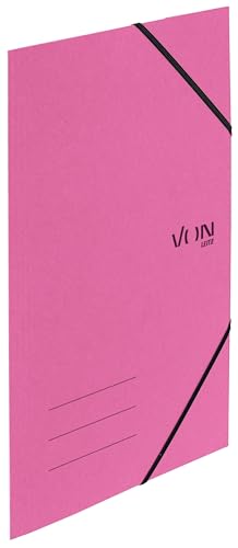 VON Leitz 5er Pack Eckspannermappe A4, Recycling-Karton, Für 150 Blatt, 3 Klappen, Mappe mit Gummizug, Mit modernem VON-Aufdruck, Leichter Ordner für Schule & Zuhause, Fuchsia, 30080022 von Leitz