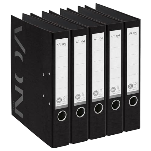 VON Leitz 5er Pack Ordner A4, 100 % Recyclingpapier, 50 mm Rückenbreite, Für 350 Blatt, Blauer Engel & FSC-zertifiziert, Für Schule, Studium & Haushalt, Schwarz, 10580095 VON Leitz 5er Pack Ordner A4, 100 % Recyclingpapier, 50 mm Rückenbreite, Für 350 Blatt, Blauer Engel & FSC-zertifiziert, Für Schule, Studium & Haushalt, Schwarz, 10580095 von Leitz