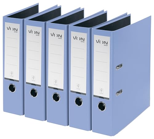 VON Leitz 5er Pack Ordner A4, Karton mit Kunststoffeinband, 80 mm Rückenbreite, Für 600 Blatt, FSC-zertifizierter Karton, Aktenordner, Für Schule, Studium & Zuhause, Hellblau, 10551030 VON Leitz 5er Pack Ordner A4, Karton mit Kunststoffeinband, 80 mm Rückenbreite, Für 600 Blatt, FSC-zertifizierter Karton, Aktenordner, Für Schule, Studium & Zuhause, Hellblau, 10551030 von Leitz