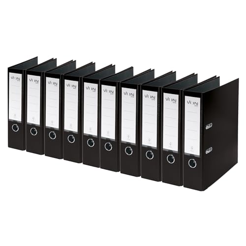 VON Leitz Ordner A4, 10er Pack, Karton mit Kunststoffeinband, 80 mm Rückenbreite, Für 600 Blatt, Blauer Engel & FSC-zertifiziert, Für Schule, Studium & Zuhause, Schwarz, 10550095 VON Leitz Ordner A4, 10er Pack, Karton mit Kunststoffeinband, 80 mm Rückenbreite, Für 600 Blatt, Blauer Engel & FSC-zertifiziert, Für Schule, Studium & Zuhause, Schwarz, 10550095 von Leitz