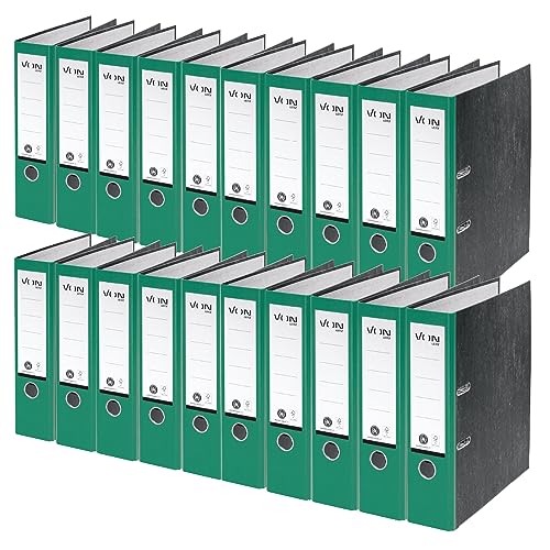 VON Leitz Ordner A4, 20er Pack, 100 % Recyclingpapier, 80 mm Rückenbreite, Für 600 Blatt, Blauer Engel & FSC-zertifiziert, Für Schule, Studium & Zuhause, Grün, 10530055 von Leitz