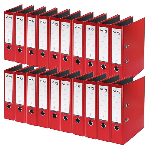 VON Leitz Ordner A4, 20er Pack, Karton mit Kunststoffeinband, 80 mm Rückenbreite, Für 600 Blatt, Blauer Engel & FSC-zertifiziert, Für Schule, Studium & Zuhause, Rot, 10550025 von Leitz