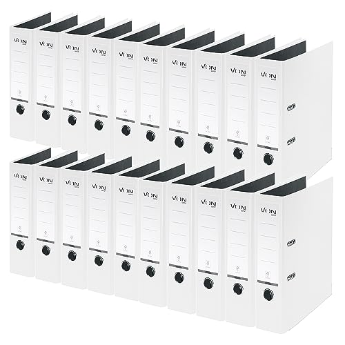 VON Leitz Ordner A4, 20er Pack, Karton mit Kunststoffeinband, 80 mm Rückenbreite, Für 600 Blatt, Blauer Engel & FSC-zertifiziert, Für Schule, Studium & Zuhause, Weiß, 10550001 VON Leitz Ordner A4, 20er Pack, Karton mit Kunststoffeinband, 80 mm Rückenbreite, Für 600 Blatt, Blauer Engel & FSC-zertifiziert, Für Schule, Studium & Zuhause, Weiß, 10550001 von Leitz