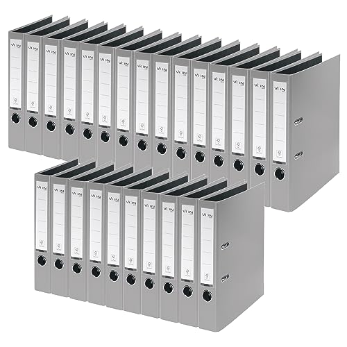 VON Leitz Ordner A4, 25er Pack, Karton mit Kunststoffeinband, 50 mm Rückenbreite, Für 350 Blatt, Blauer Engel & FSC-zertifiziert, Für Schule, Studium & Zuhause, Grau, 10560085 VON Leitz Ordner A4, 25er Pack, Karton mit Kunststoffeinband, 50 mm Rückenbreite, Für 350 Blatt, Blauer Engel & FSC-zertifiziert, Für Schule, Studium & Zuhause, Grau, 10560085 von Leitz