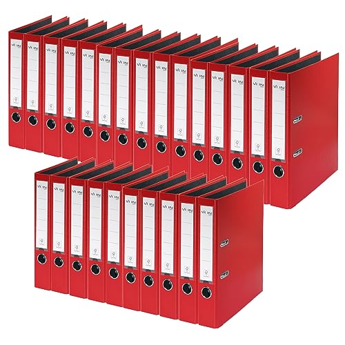 VON Leitz Ordner A4, 25er Pack, Karton mit Kunststoffeinband, 50 mm Rückenbreite, Für 350 Blatt, Blauer Engel & FSC-zertifiziert, Für Schule, Studium & Zuhause, Rot, 10560025 VON Leitz Ordner A4, 25er Pack, Karton mit Kunststoffeinband, 50 mm Rückenbreite, Für 350 Blatt, Blauer Engel & FSC-zertifiziert, Für Schule, Studium & Zuhause, Rot, 10560025 von Leitz