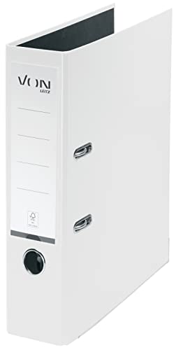 VON Leitz Ordner A4, Karton mit Kunststoffeinband, 80 mm Rückenbreite, Für 600 Blatt, Blauer Engel & FSC-zertifiziert, Für Schule, Studium & Zuhause, Weiß, 10550001 VON Leitz Ordner A4, Karton mit Kunststoffeinband, 80 mm Rückenbreite, Für 600 Blatt, Blauer Engel & FSC-zertifiziert, Für Schule, Studium & Zuhause, Weiß, 10550001 von Leitz