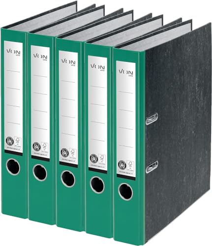 VON Leitz 5er Pack Ordner A4, 100 % Recyclingkarton, 50 mm Rückenbreite, Für 350 Blatt, Marmoriert, Blauer Engel & FSC-zertifiziert, Für Schule, Studium & Haushalt, Grün, 10541055 VON Leitz 5er Pack Ordner A4, 100 % Recyclingkarton, 50 mm Rückenbreite, Für 350 Blatt, Marmoriert, Blauer Engel & FSC-zertifiziert, Für Schule, Studium & Haushalt, Grün, 10541055 von Leitz