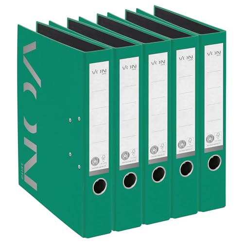VON Leitz 5er Pack Ordner A4, 100 % Recyclingpapier, 50 mm Rückenbreite, Für 350 Blatt, Blauer Engel & FSC-zertifiziert, Für Schule, Studium & Haushalt, Grün, 10580055 VON Leitz 5er Pack Ordner A4, 100 % Recyclingpapier, 50 mm Rückenbreite, Für 350 Blatt, Blauer Engel & FSC-zertifiziert, Für Schule, Studium & Haushalt, Grün, 10580055 von Leitz