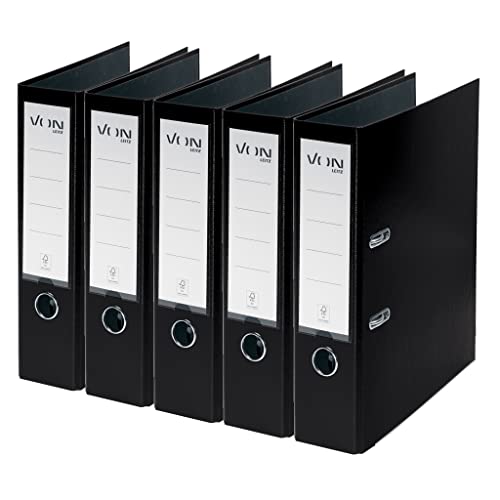 VON Leitz 5er Pack Ordner A4, Karton mit Kunststoffeinband, 80 mm Rückenbreite, Für 600 Blatt, FSC-zertifizierter Karton, Aktenordner, Für Schule, Studium & Zuhause, Schwarz, 10551095 VON Leitz 5er Pack Ordner A4, Karton mit Kunststoffeinband, 80 mm Rückenbreite, Für 600 Blatt, FSC-zertifizierter Karton, Aktenordner, Für Schule, Studium & Zuhause, Schwarz, 10551095 von Leitz