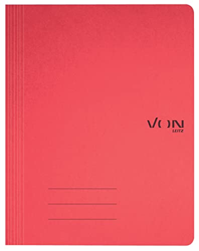 VON Leitz 10er Pack Schnellhefter A4, Karton, Mit Heftmechanik, Für 250 Blatt, Mit Soft Cover, Für Schule, Studium & Haushalt, Rot, 30130025 VON Leitz 10er Pack Schnellhefter A4, Karton, Mit Heftmechanik, Für 250 Blatt, Mit Soft Cover, Für Schule, Studium & Haushalt, Rot, 30130025 von Leitz