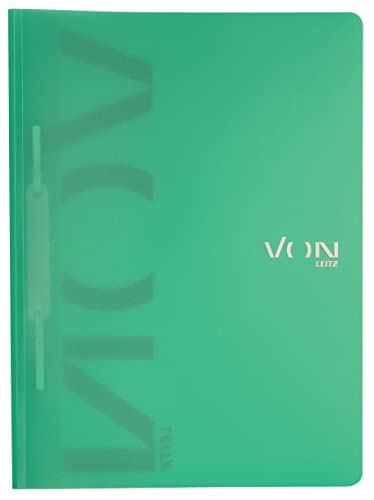 VON Leitz 10er Pack Schnellhefter A4, PP Kunststoff, Für 100 Blatt, Leichter Softcover-Ordner mit modernem VON-Aufdruck, Für Schule & Zuhause, Grün, 46790055 von Leitz