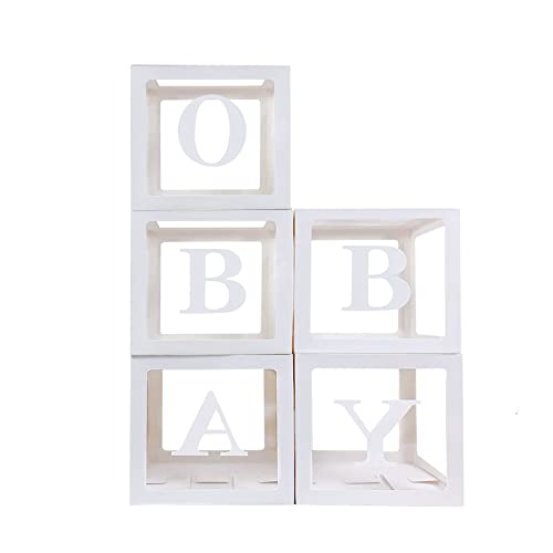 Ballonbox-Dekorationen | 52 Buchstaben (2 Sets von A-Z) für benutzerdefinierte Namen, Geburtstagsparty, Babyparty-Dekor, Geschlechtsoffenbarung dekorative Blöcke (5 Boxen und 52 Buchstaben) von Leixi