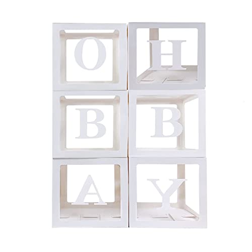 Ballonbox Dekorationen | 52 Buchstaben (2 Sets von A-Z) für benutzerdefinierte Namen, Geburtstagsfeier, Babyparty-Dekor, Geschlechtsoffenbarung, dekorative Blöcke (6 Boxen und 52 Buchstaben) von Leixi