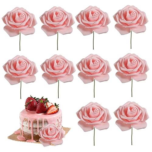 LejeMaek Damentag Kuchen Topper Rose Blumenkuchen Topper für 3.8 Goddess Festival Mutter Day Party Dekor 10pcs 7, 5 x 20 cm Damen, Rosenblume, Mütter von LejeMaek