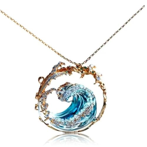 LejeMaek Wave Halskette Verstellbares Ozeanschmuck Ozean Halskette Elegant Blue Wave Beach Inspirierende Anhänger Geschenke für Frauen, Schmuck, Strand NE LejeMaek Wave Halskette Verstellbares Ozeanschmuck Ozean Halskette Elegant Blue Wave Beach Inspirierende Anhänger Geschenke für Frauen, Schmuck, Strand NE von LejeMaek