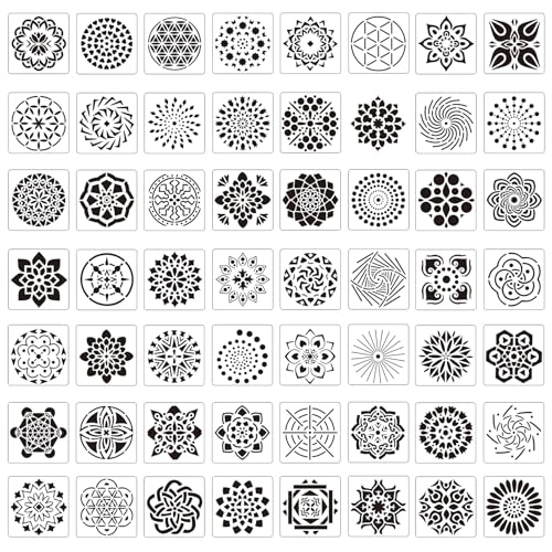 Lekabee Mandala-Schablonen, 56 Stück, Mandala-Punkt-Malschablonen für DIY-Projekte auf Holzmöbel-Dekoration (9,1 x 9,1 cm) von Lekabee
