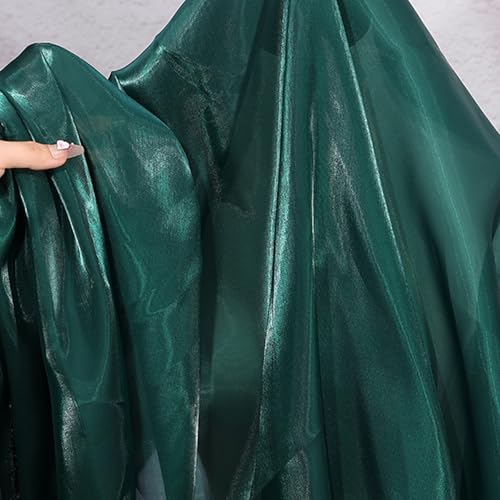 1,5 m x 1 m dunkelgrüner Kristall-Organza-Stoff, glänzender Organza-Spitzenstoff, Polyester-Gaze-Material, Tuch für Bastelarbeiten, Nähen, Dekorationen von Leliafleury