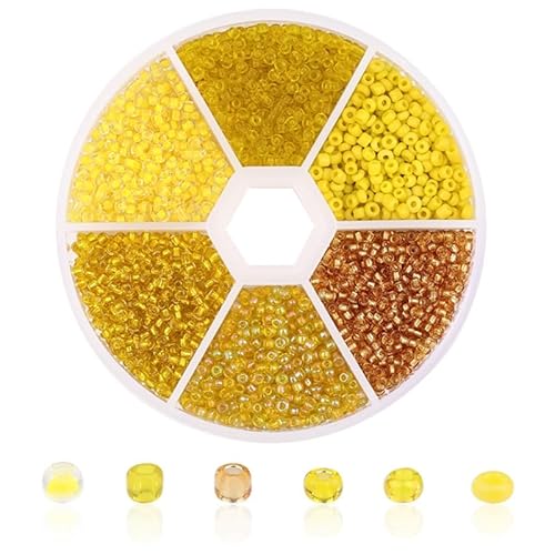 1 Box kleine runde Glas-Rocailles, 2 mm, gemischte Farben, Glasperlen zum Basteln, Perlenstickerei, Schlüsselanhängerherstellung, ca. 3900 Stück, gelber Farbton 1 Box kleine runde Glas-Rocailles, 2 mm, gemischte Farben, Glasperlen zum Basteln, Perlenstickerei, Schlüsselanhängerherstellung, ca. 3900 Stück, gelber Farbton von Leliafleury