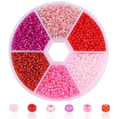 1 Box kleine runde Glas-Rocailles, 2 mm, gemischte Farben, Glasperlen zum Basteln, Perlenstickerei, Schlüsselanhängerherstellung, ca. 3900 Stück, rosa 1 Box kleine runde Glas-Rocailles, 2 mm, gemischte Farben, Glasperlen zum Basteln, Perlenstickerei, Schlüsselanhängerherstellung, ca. 3900 Stück, rosa von Leliafleury