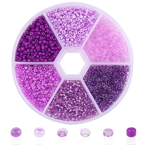 1 Box kleine runde Glas-Rocailles, 2 mm, gemischte Farben, Glasperlen zum Basteln, Perlenstickerei, Schlüsselanhängerherstellung, ca. 3900 Stück, violett 1 Box kleine runde Glas-Rocailles, 2 mm, gemischte Farben, Glasperlen zum Basteln, Perlenstickerei, Schlüsselanhängerherstellung, ca. 3900 Stück, violett von Leliafleury